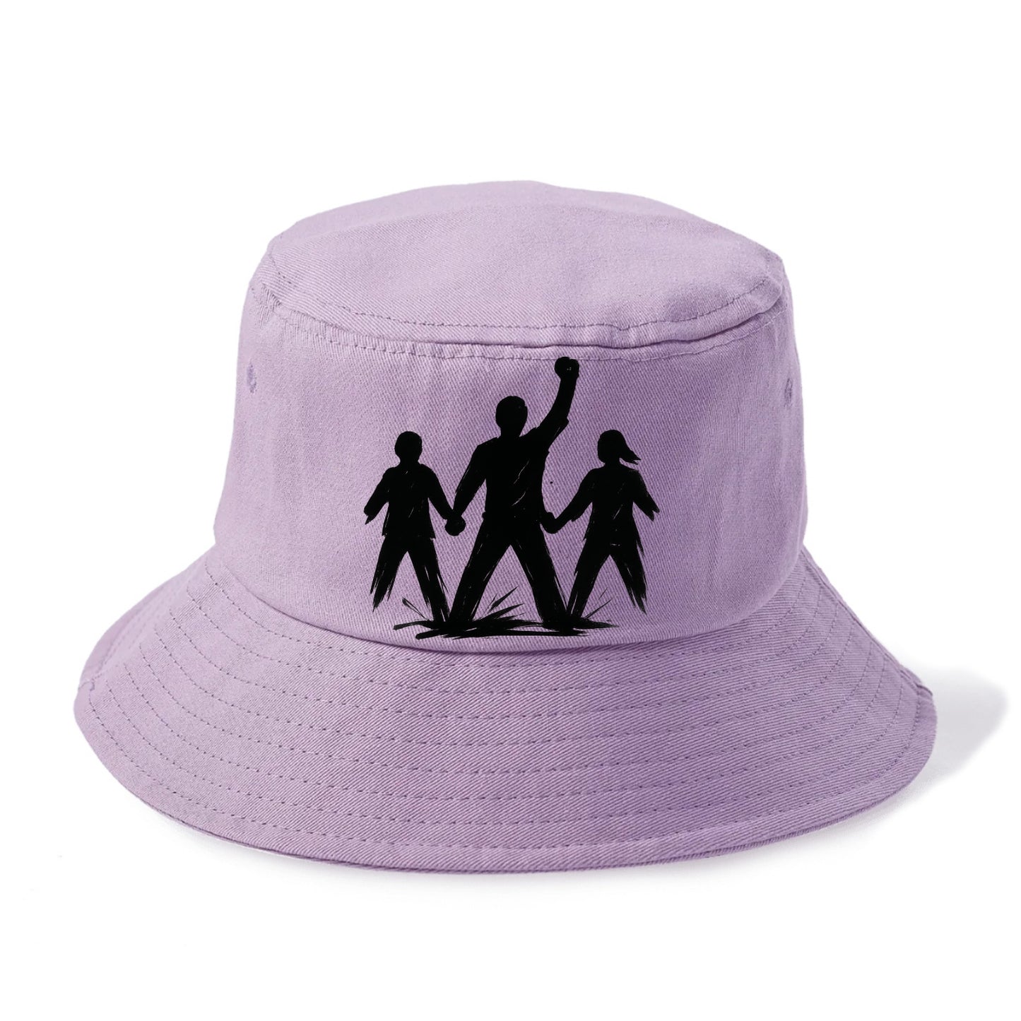 Human chain formation - unity and protection ink brushwork - Bucket Hat - Purple