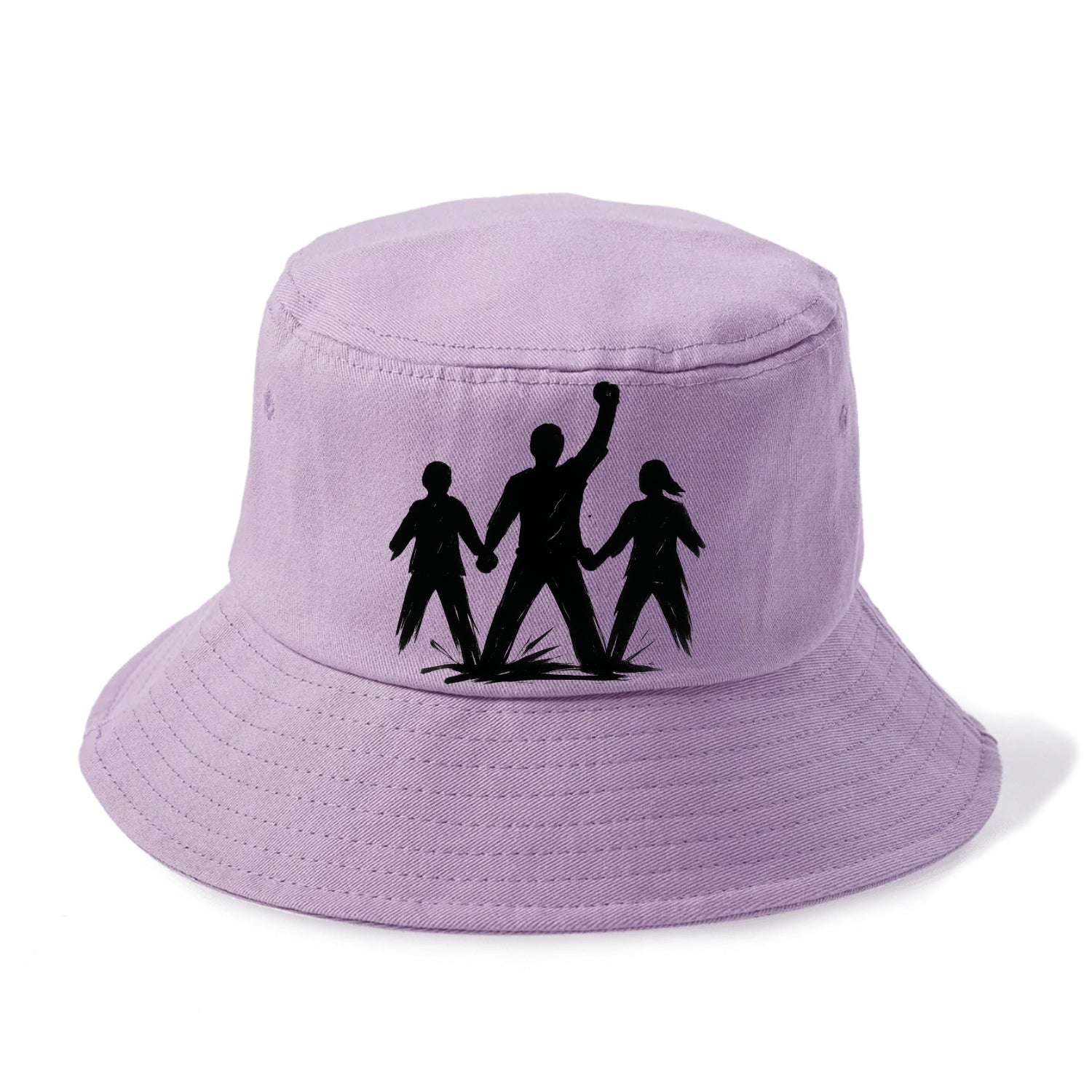 Human chain formation - unity and protection ink brushwork - Bucket Hat - Purple