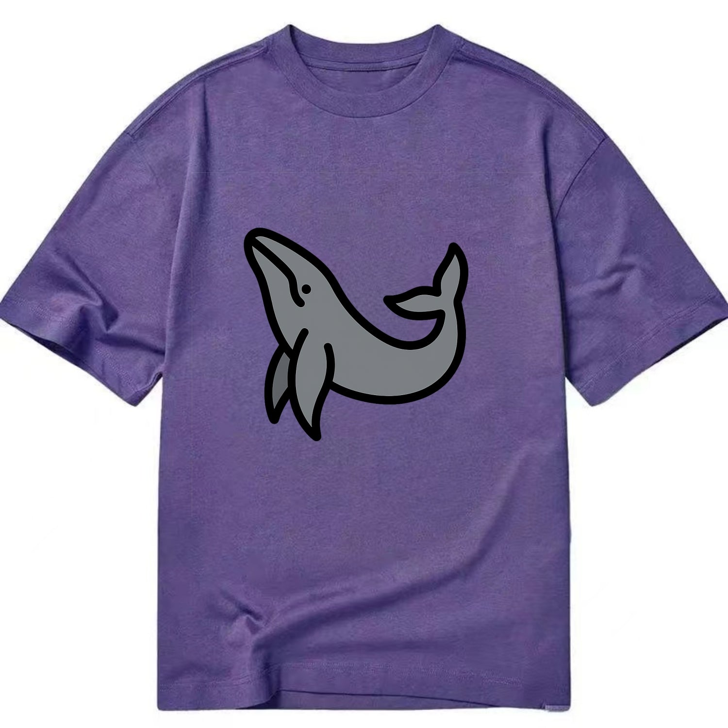 Humpback Whale - Gray breaching pose flat side profile - Classic T-shirt - Purple
