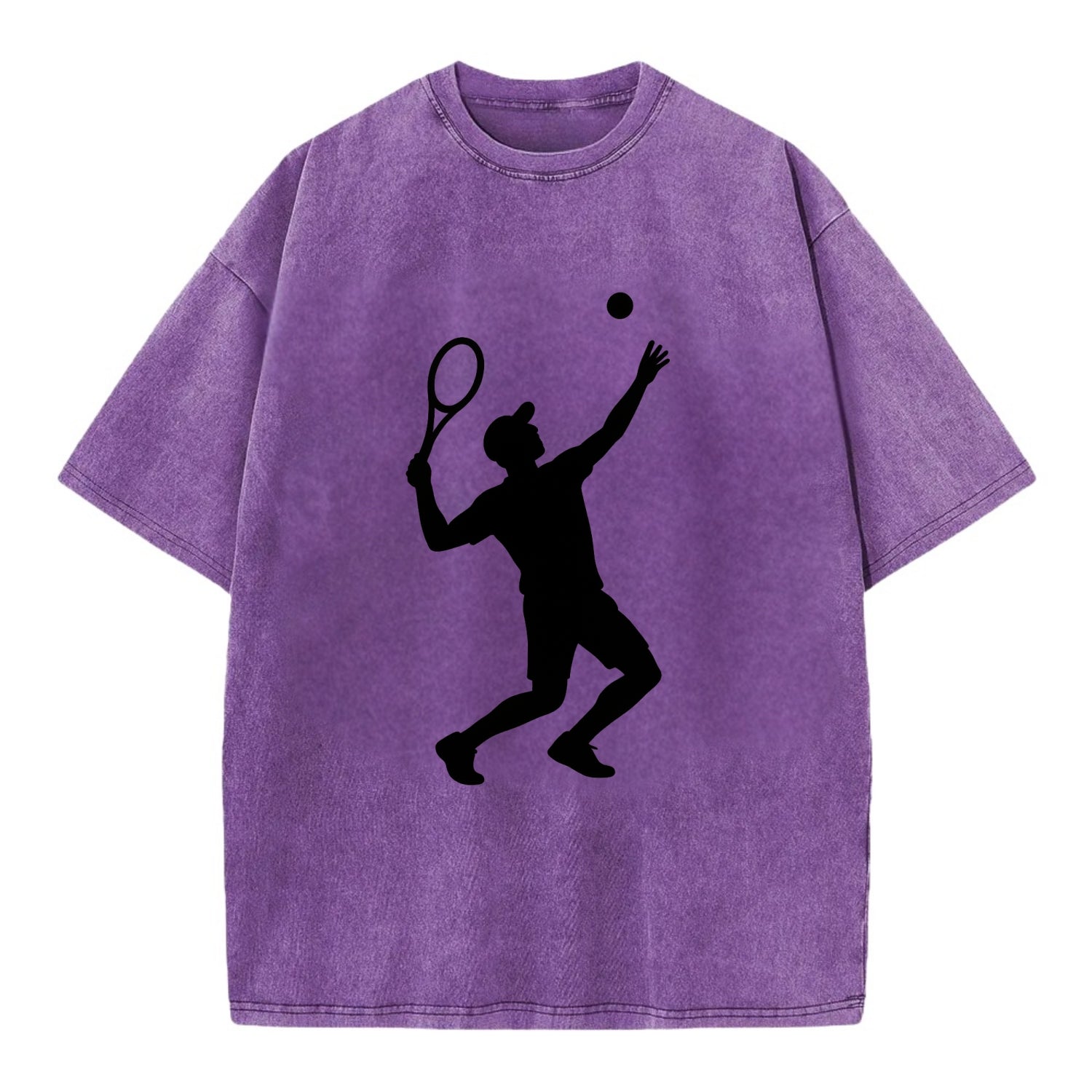 Tennis player serving powerful shot - Vintage T-shirt - Purple