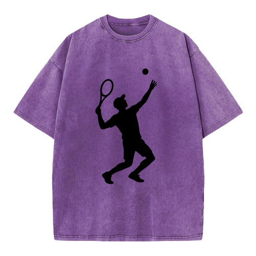 Tennis player serving powerful shot - Vintage T-shirt