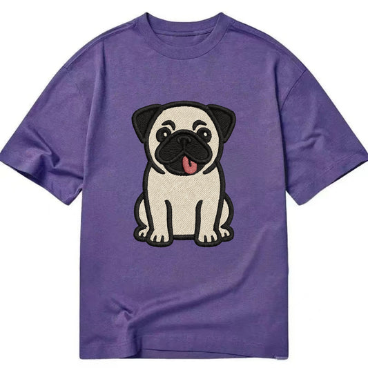 Pug - Tilted head with tongue out - Clas Classic T-shirt - Purple