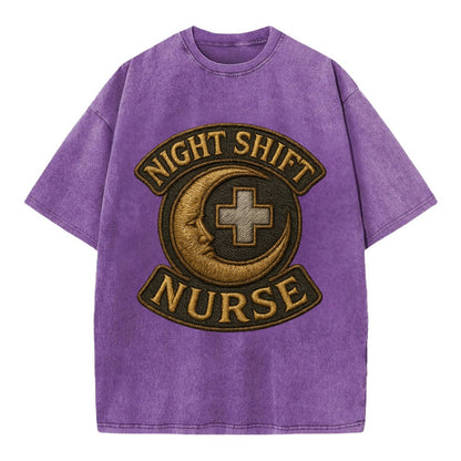 Night Shift Nurse  - Vintage T-shirt - Purple