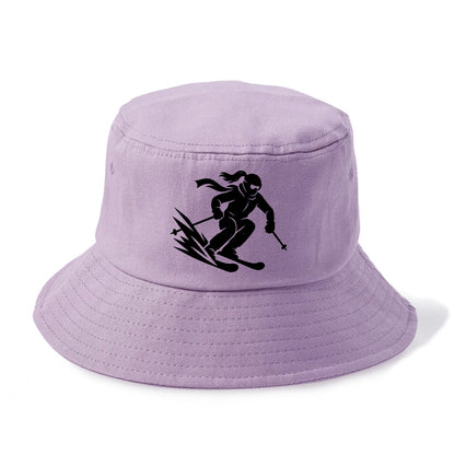 Skier carving down snowy slope - Bucket Hat - Purple