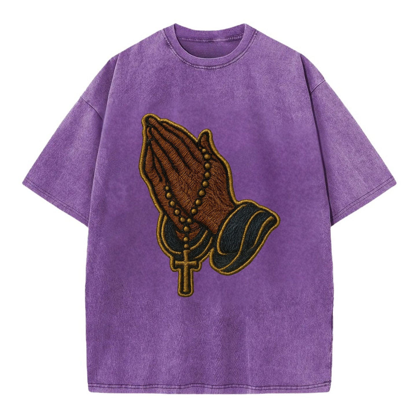 Praying Hands  - Vintage T-shirt - Purple