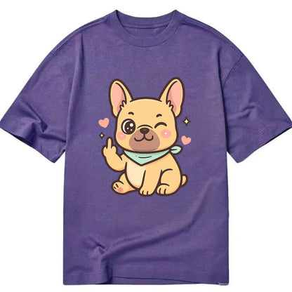 French Bulldog sitting with bat ears up, strong paw with sass - Classic T-shirt - Purple