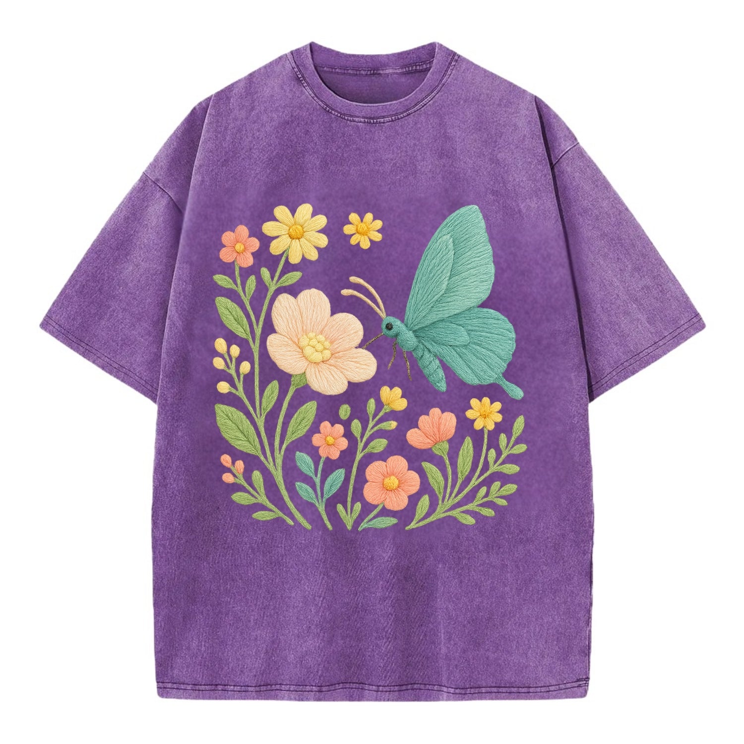 Mint Night Butterfly - Vintage T-shirt - Purple