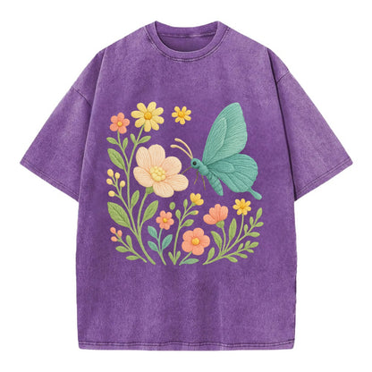 Mint Night Butterfly - Vintage T-shirt - Purple