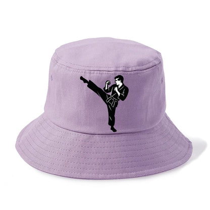 Martial artist performing a high kick - Bucket Hat - Purple