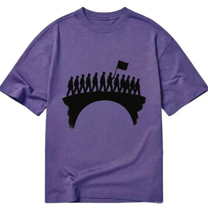 March on bridge silhouette - historic protest ink painting - Classic T-shirt - Purple