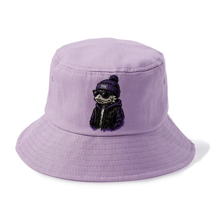 Fort Worth Frog wearing TCU beanie with horned patch - Bucket Hat - Purple