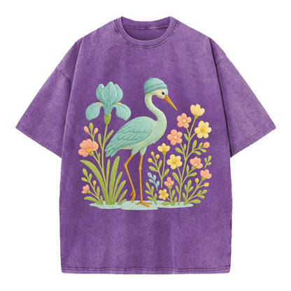 Mint Crane - Vintage T-shirt - Purple