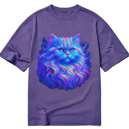 Luxurious Persian cat with flowing fur that refracts into rainbow prisms, soft - Classic T-shirt - Purple