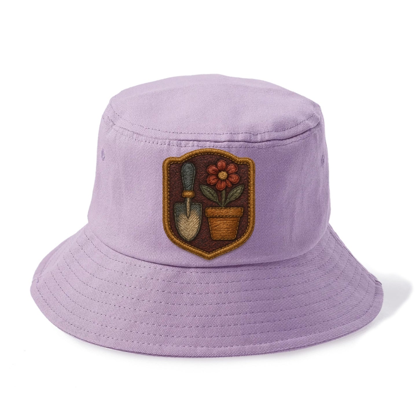 Garden trowel with flower pot - gardener badge - Bucket Hat - Purple