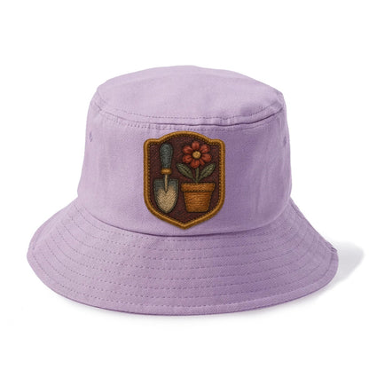 Garden trowel with flower pot - gardener badge - Bucket Hat - Purple
