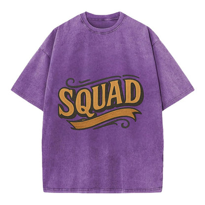 Bold typography design - "SQUAD" - your crew, your people - Vintage T-shirt - Purple