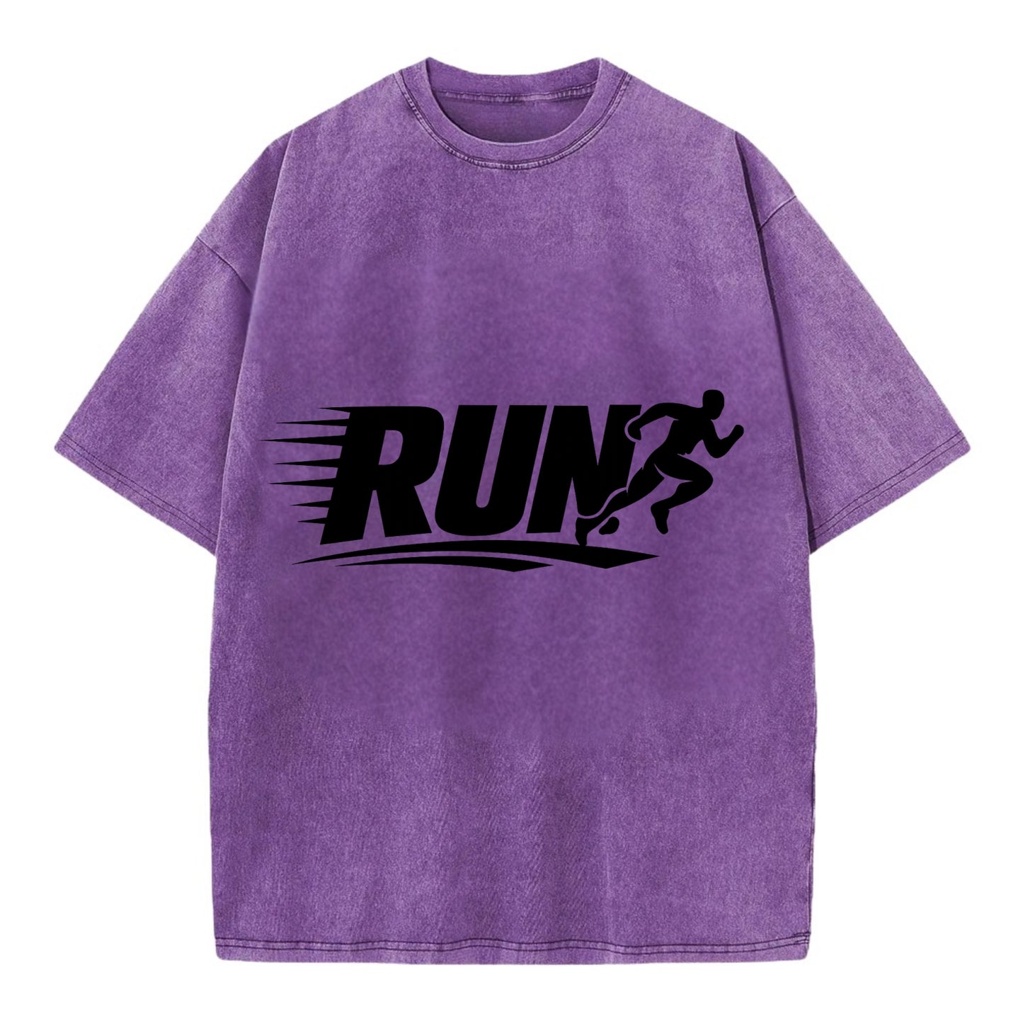 Bold typography design - "RUN" - cardio life, runner identity - Vintage T-shirt - Purple