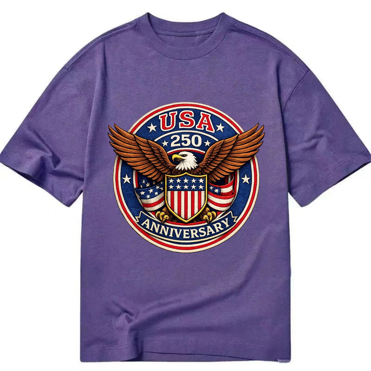 Usa 250 Anniversary Eagle Shield Emblem - Classic T-shirt - Purple