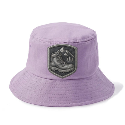 Hiking boots with mountain peak - hiker pride - Bucket Hat - Purple