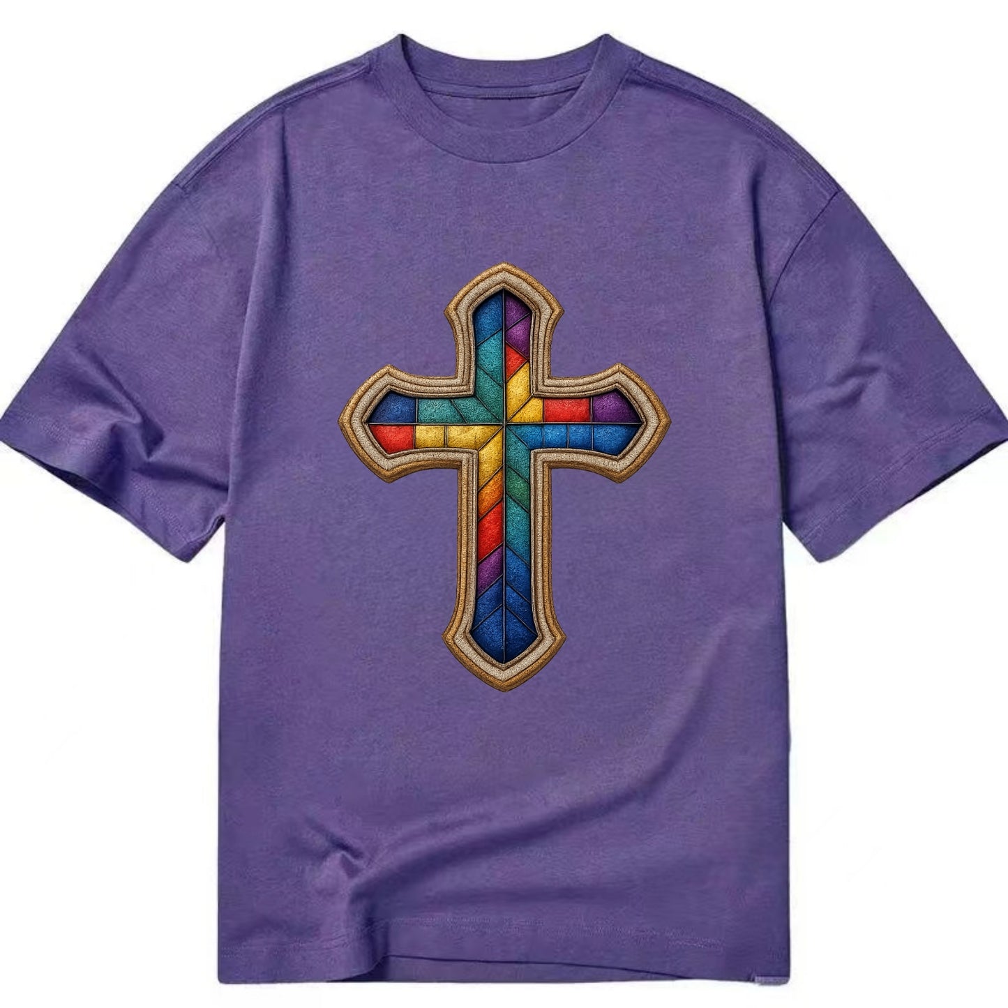 Stained Glass Cross  - Classic T-shirt - Purple