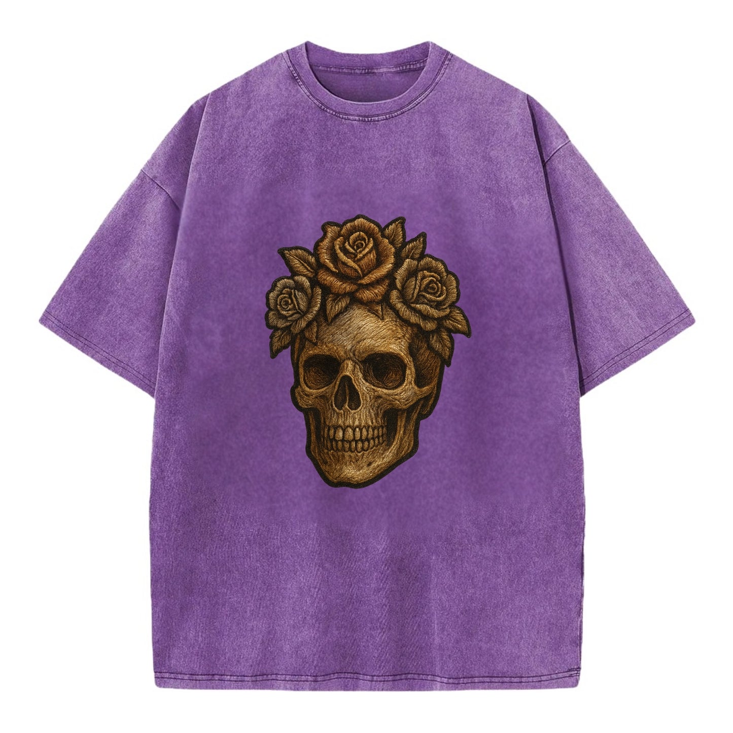 Skull and Roses  - Vintage T-shirt - Purple