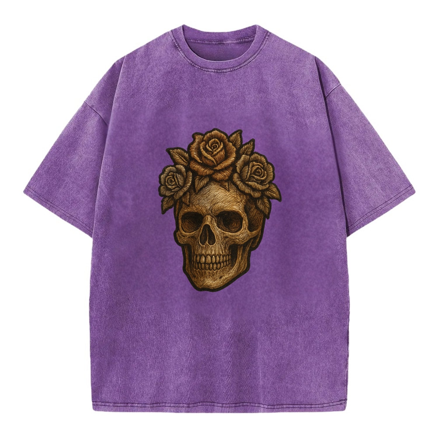 Skull and Roses  - Vintage T-shirt - Purple