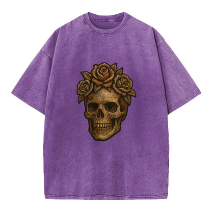 Skull and Roses  - Vintage T-shirt - Purple