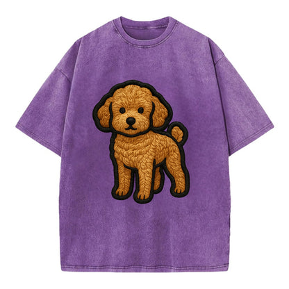 Toy Poodle - Trendy miniature design wit - Vintage T-shirt - Purple