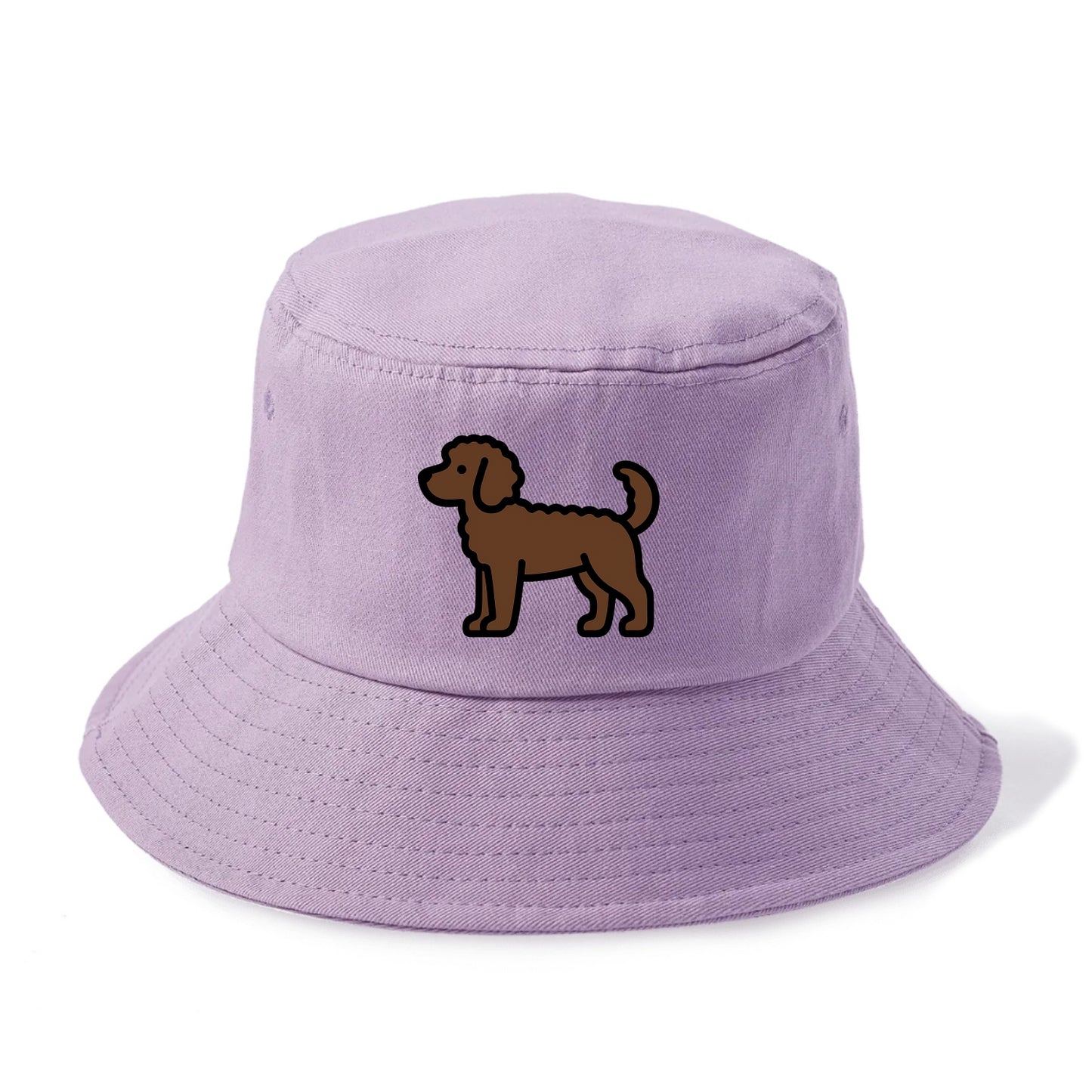 Labradoodle - Chocolate curly flat side profile - Bucket Hat - Purple