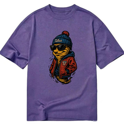 Tulsa Hurricane wearing Tulsa beanie with TU patch - Classic T-shirt - Purple