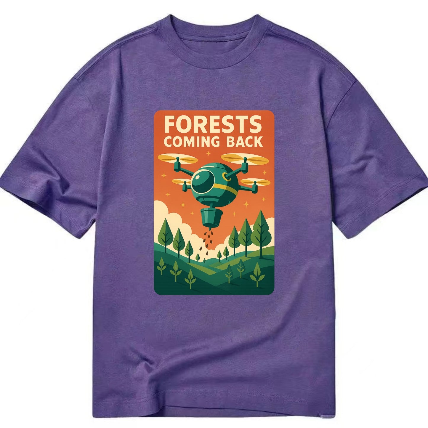 Reforestation drone planting millions of trees - "Forests Coming Back" - nature - Classic T-shirt - Purple