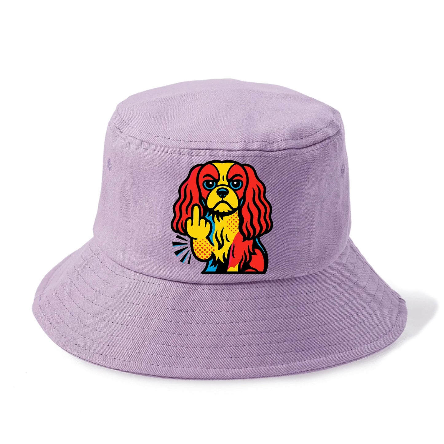 Cavalier King Charles Spaniel with long ears, regal paw giving finger - Bucket Hat - Purple