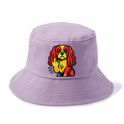 Cavalier King Charles Spaniel with long ears, regal paw giving finger - Bucket Hat - Purple