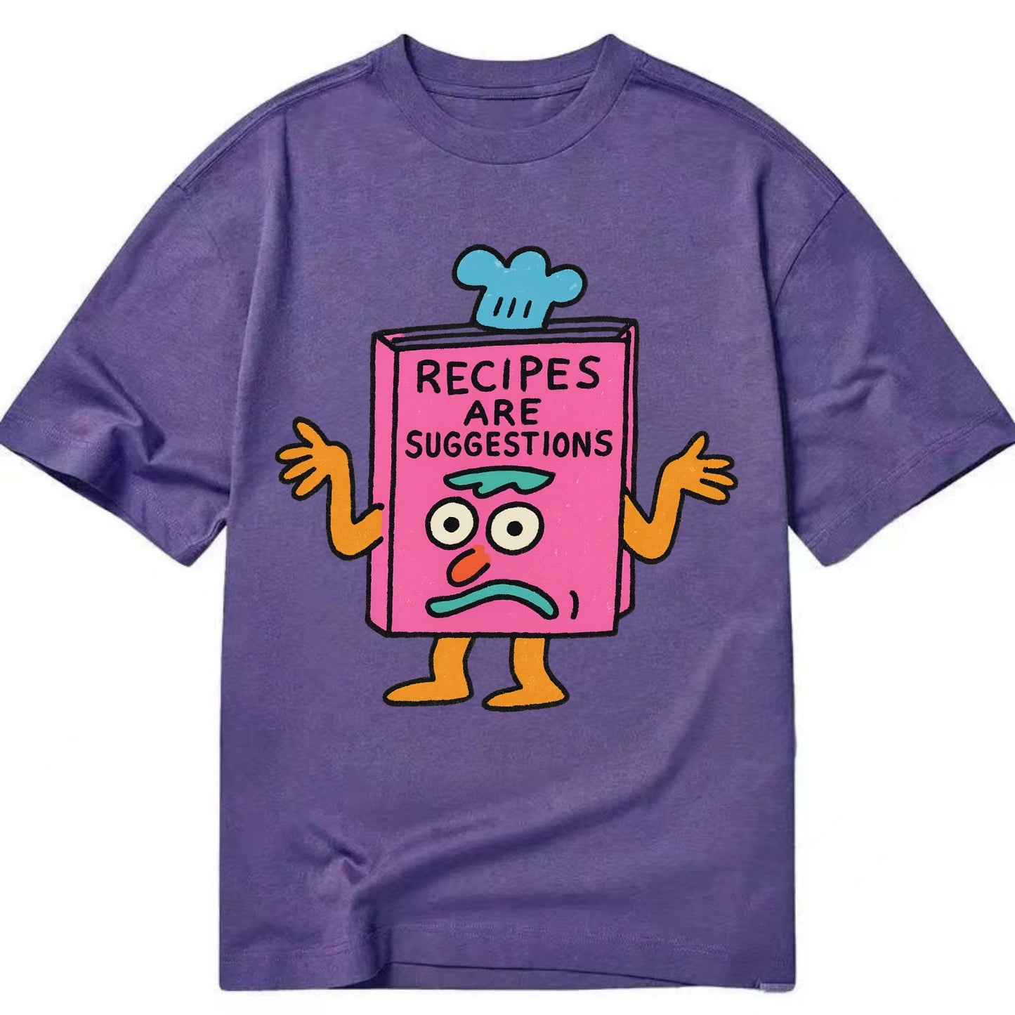 RECIPES ARE SUGGESTIONS | Cookbook shrugging - Classic T-shirt - Purple