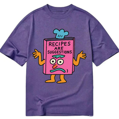 RECIPES ARE SUGGESTIONS | Cookbook shrugging - Classic T-shirt - Purple