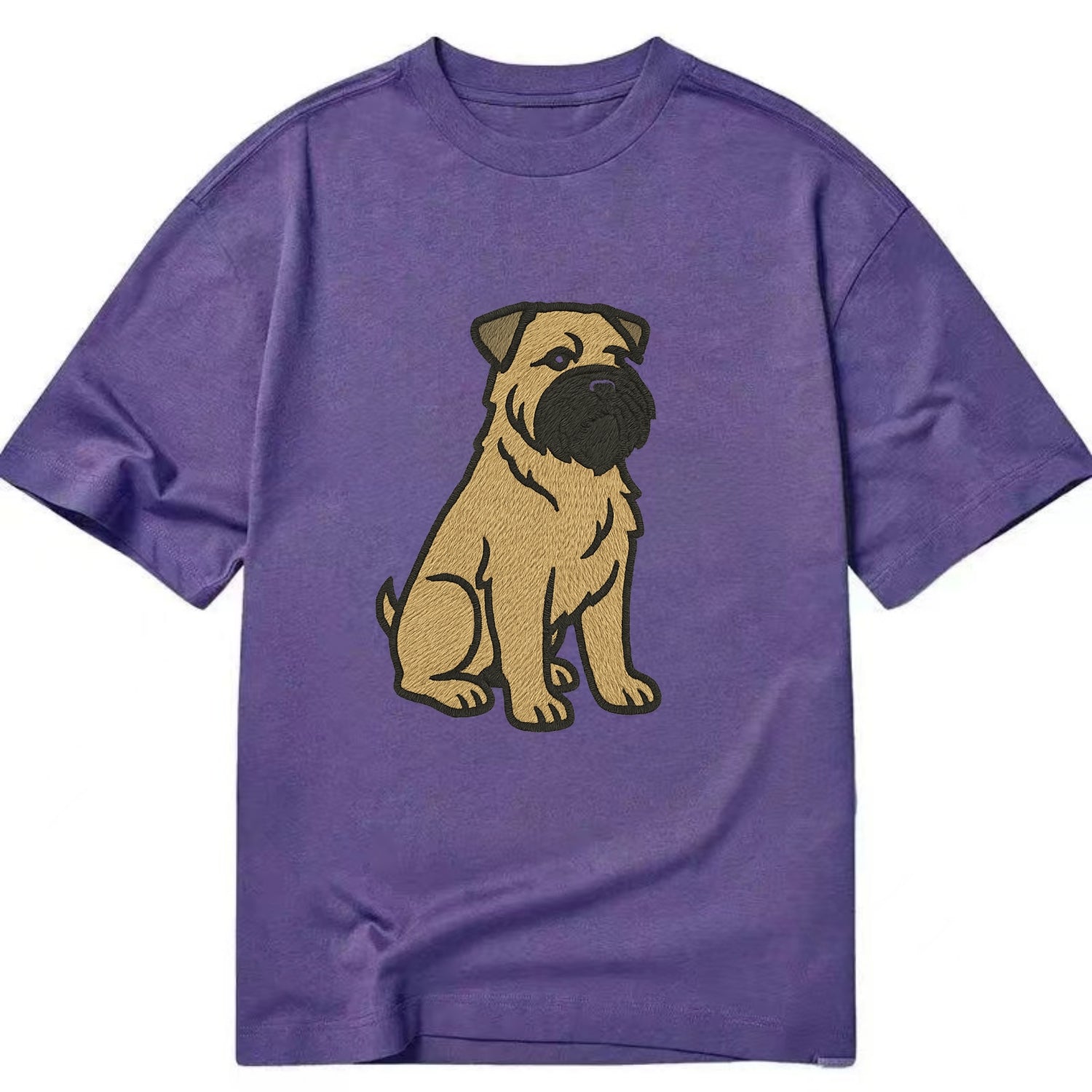 Bouvier des Flandres - Fawn rough coat embroidered design - Classic T-shirt - Purple