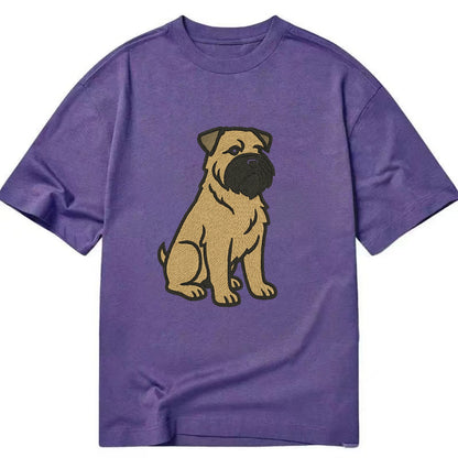 Bouvier des Flandres - Fawn rough coat embroidered design - Classic T-shirt - Purple
