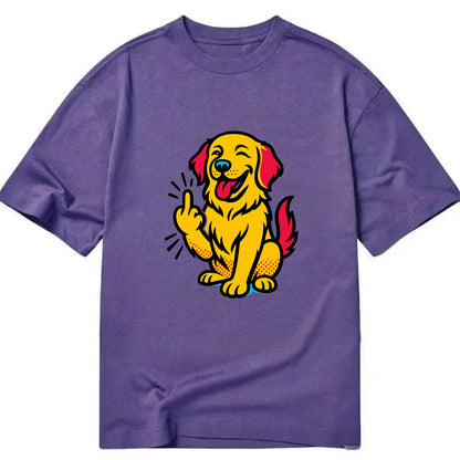 Golden Retriever with happy smile and golden coat, fluffy paw raised - Classic T-shirt - Purple