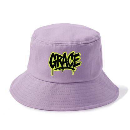 Bold typography design - "GRACE" - elegance under pressure, divine favor - Bucket Hat - Purple