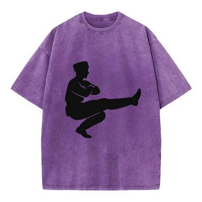 Russian Cossack dancer squat kick - Vintage T-shirt - Purple