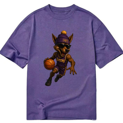 Hollywood Coyote wearing Lakers beanie with Showtime patch and wayfarer sunglasses - Classic T-shirt - Purple