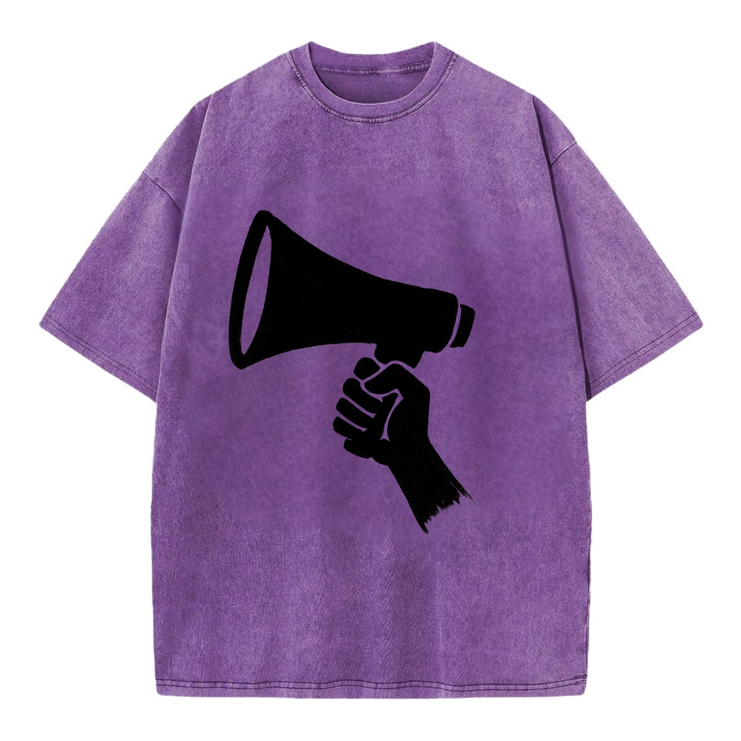 Megaphone silhouette - voice and protest ink brushwork - Vintage T-shirt - Purple
