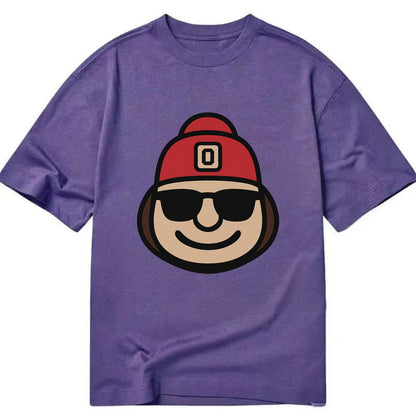 Columbus Brutus wearing Ohio State beanie with Block O patch - Classic T-shirt - Purple