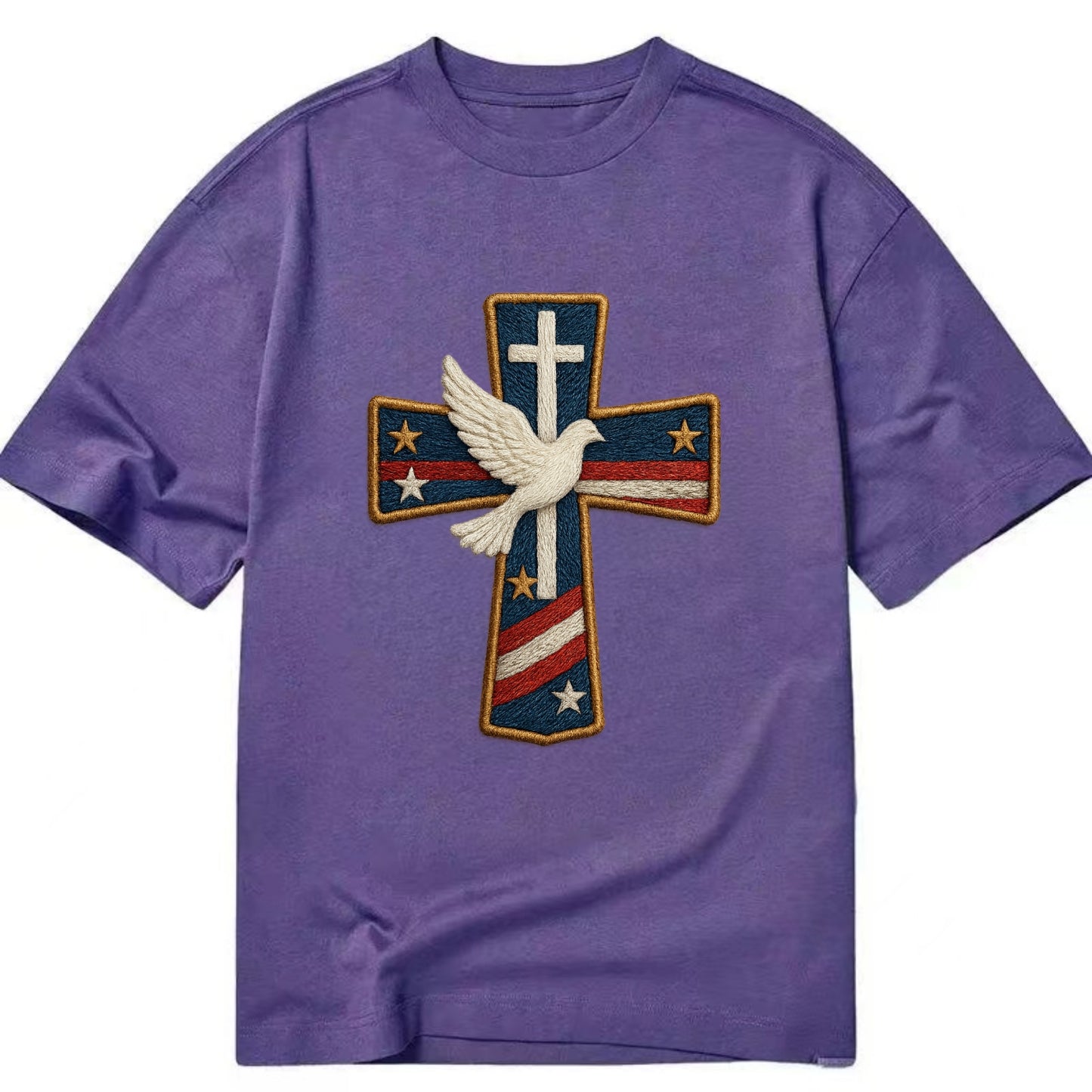 Dove and Cross  - Classic T-shirt - Purple