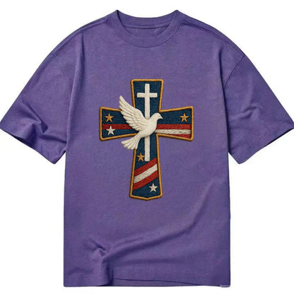 Dove and Cross  - Classic T-shirt - Purple
