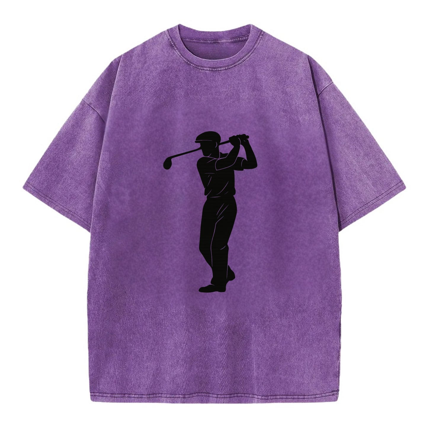 Golfer mid-swing with driver - Vintage T-shirt - Purple