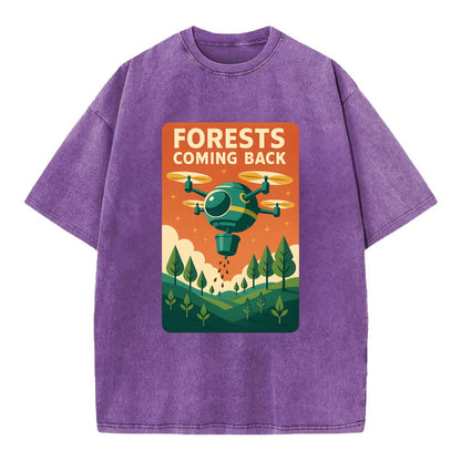 Reforestation drone planting millions of trees - "Forests Coming Back" - nature - Vintage T-shirt - Purple