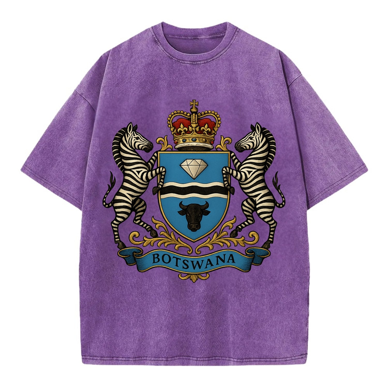 Botswana Heritage Badge  - Vintage T-shirt - Purple