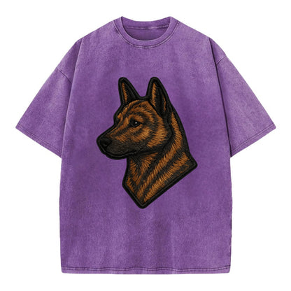 Kai Ken - Modern tiger dog logo with bol - Vintage T-shirt - Purple