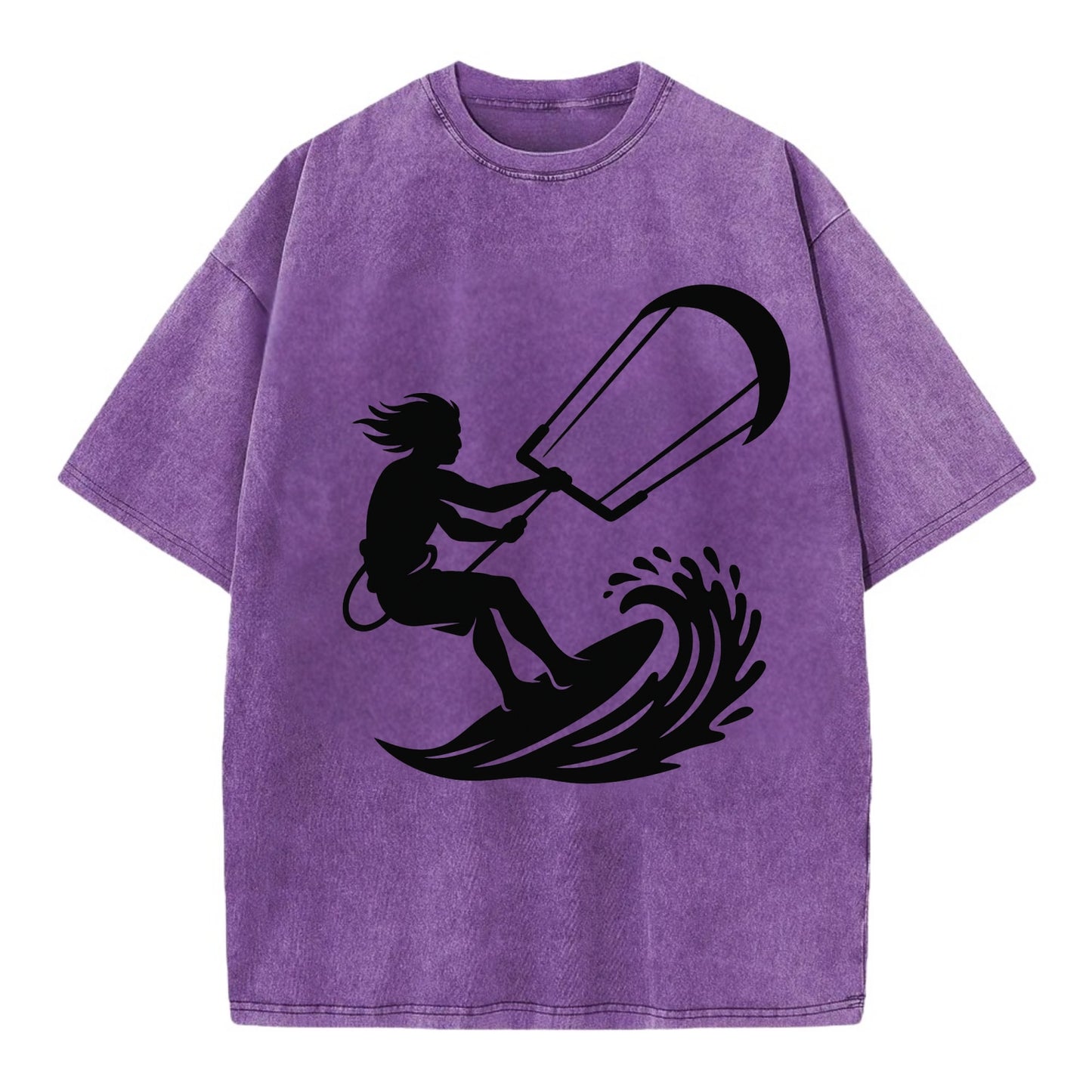 Kite surfer riding wave - Vintage T-shirt - Purple